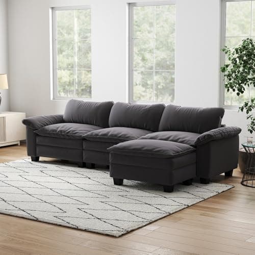 Oversized Velvet L-Shaped Sofa for Living Room and Bedroom