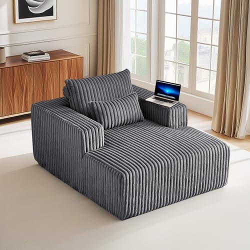 Oversized Grey Corduroy Chaise Longue Chair for Living Room and Bedroom Apartment, Modern 48.5-inch Deep Seat Single Cloud Lounge Floor Sofa Couch
Oversized Grey Modern Chaise Longue Chair Living Room Bedroom Apartment, 48.5-inch Deep Seat Upholstere
