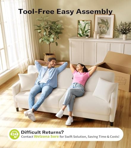 83" Teddy Fleece Loveseat Sofa for Living Room, Tool-Free Setup, Beige