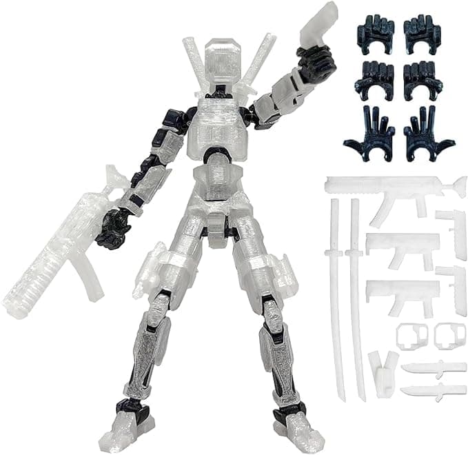 3D Printed T13 Action Figure, Collectible Articulated Dummy 13 Desktop Decor, Blue Orange