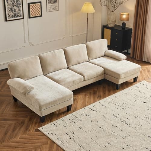 VINGLI Beige 4-Seat U-Shaped Sectional with Chaise for Living Room