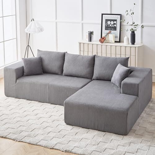 Oversized Corduroy Chaise Lounge Chair Sofa, 110" Fluffy Modular Sleeper
