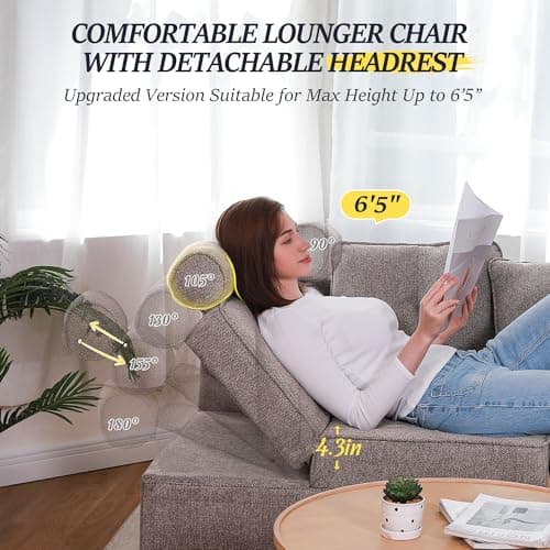 4-in-1 Sleeper Sofa Bed Linen Fabric Couch with 2 Throw Pillows & Single Recliner