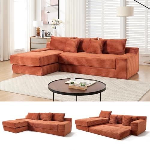 Grey 104-inch Cloud L-Shaped Foldable 3-Seater Couch Bed, Compressed Foam, Corner Lounge for Living Room