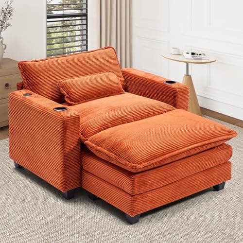 Oversized Fluffy Chaise Lounge Chair, Recliner Sleeper Sofa (Grey)