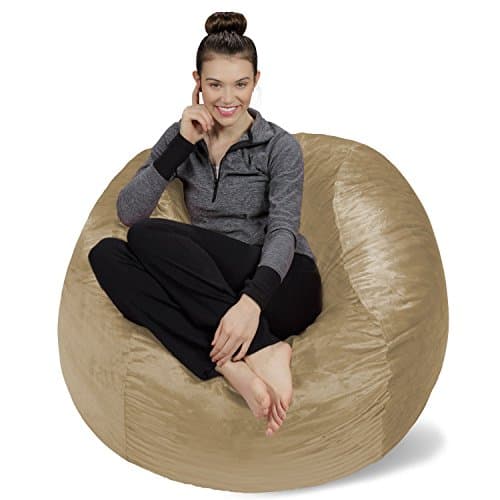 Navy Plush Memory Foam Bean Bag Chair - Stuffed Sofa Sack Furniture