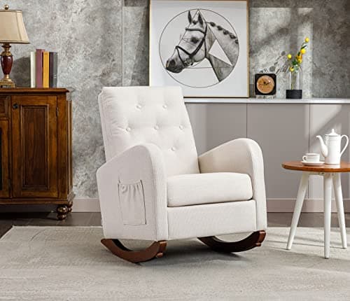 Antetek Beige Modern Accented Rocking Chair for Kids & Babies