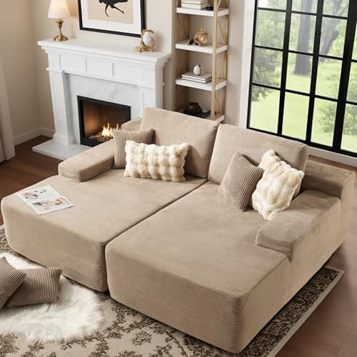 Stupendous Grey Faux Fur Oversized Chaise Lounge Chair Sofa Bed (81", 2PCS)