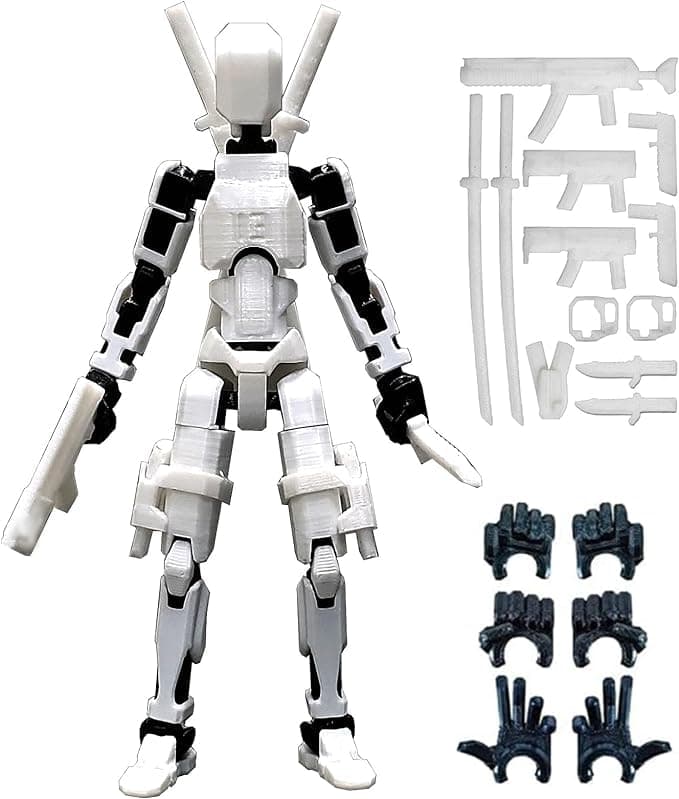 3D Printed T13 Action Figure, Collectible Articulated Dummy 13 Desktop Decor, Blue Orange