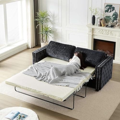Antetek Green 2-in-1 Queen Size Pull Out Sofa Bed with Memory Foam Mattress