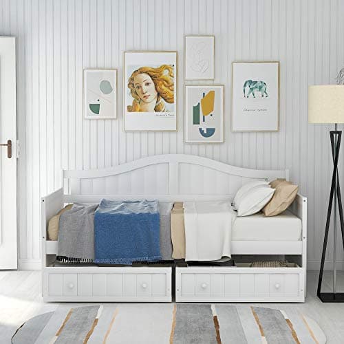 Twin Daybed with Storage, White, Easy Assembly, No Box Spring Needed