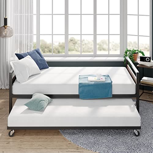 ZINUS Suzanne Bamboo Metal Daybed with Trundle, Steel Slat Support, Easy Assembly, Twin