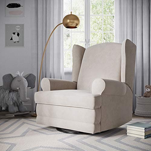 STORKCRAFT Ivory Upholstered Swivel Glider with USB Charging Port