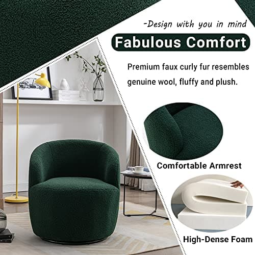 Antetek 360 Degree Swivel Barrel Chair, Modern Green Nursery & Living Room Accent Chair