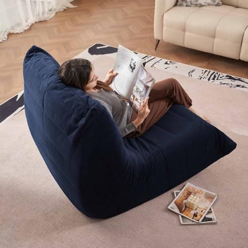 Ergonomic Bean Bag Chair with Memory Foam, Multi-Functional Living Room & Bedroom Sofa (Blue)