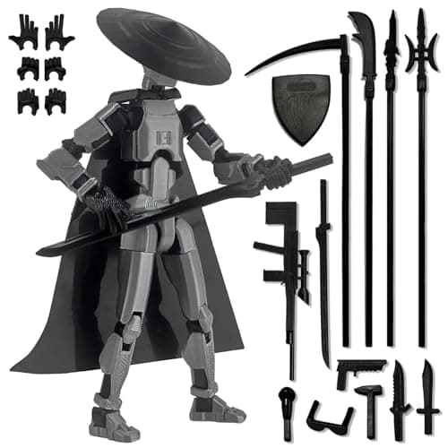 T13 Action Figure Accessories, Dummy 13 Multi-Jointed 3D Printed Toys (Black)