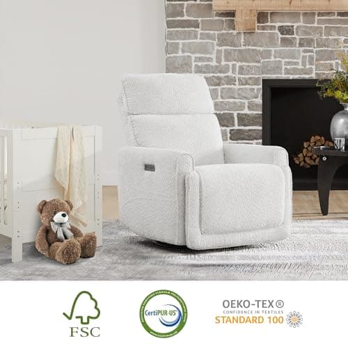 CHITA Electronic Power Recliner Chair, FSC Certified, Boucle White