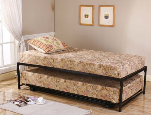 Kings Brand Twin Black Metal High Rise Platform Daybed with Pop-Up Trundle