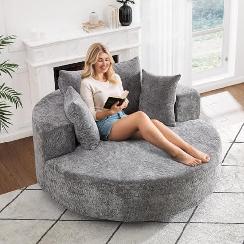Oversized Modern Green 55-inch Swivel Chenille Chaise Lounge Chair