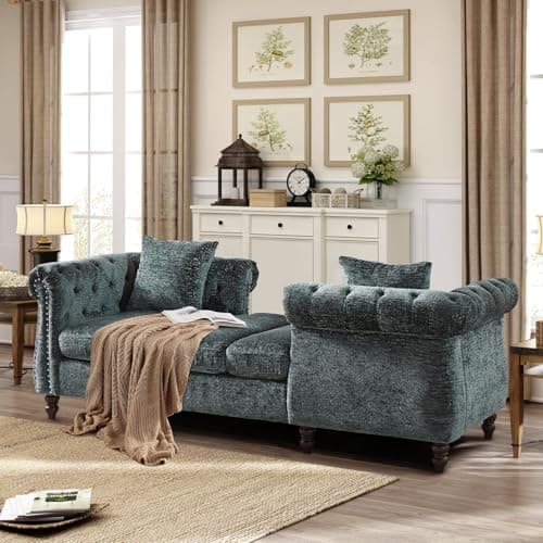 Antetek Mid Century Modern Loveseat Sofa Bed, Grey