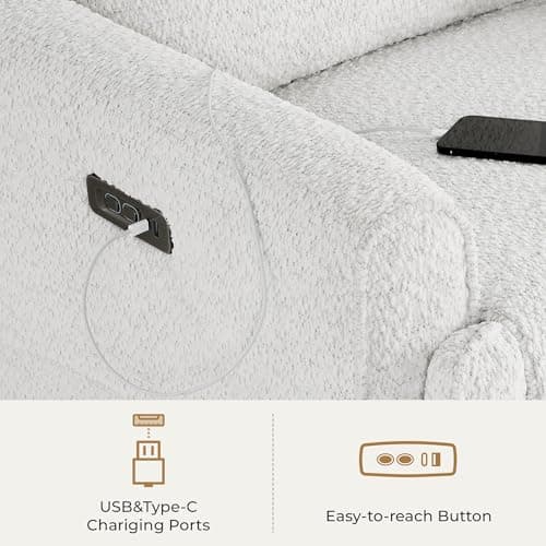 CHITA Electronic Power Recliner Chair, FSC Certified, Boucle White