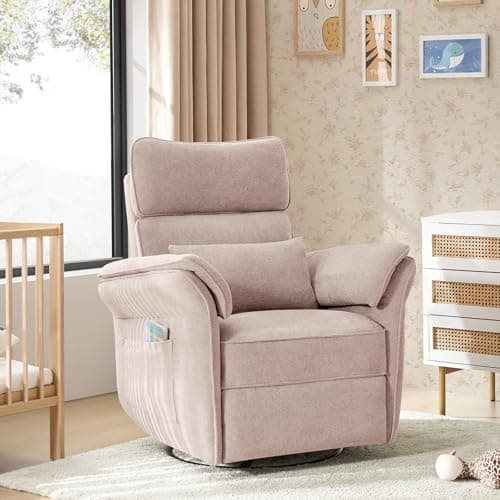 HULALAhome Mossy Green Nursery Glider Recliner with Storage