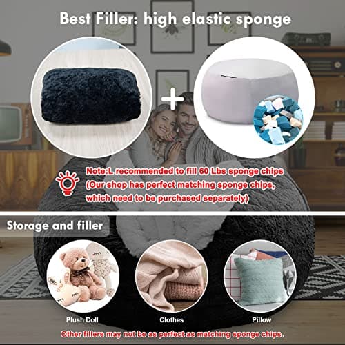 LapEasy Giant Dark Grey PV Velvet Bean Bag Chair Cover