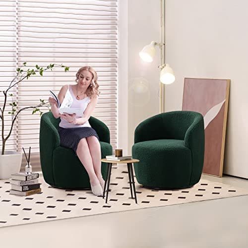 Antetek 360 Degree Swivel Barrel Chair, Modern Green Nursery & Living Room Accent Chair