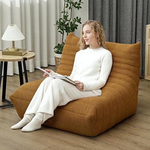 HOMCOM Giant Fireside Bean Bag Chair for Adults, Brown