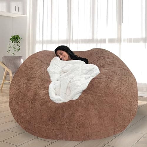 Giant Grey Bean Bag Chair for Adults and Kids, No-Fill, Stuffed Animal Storage
