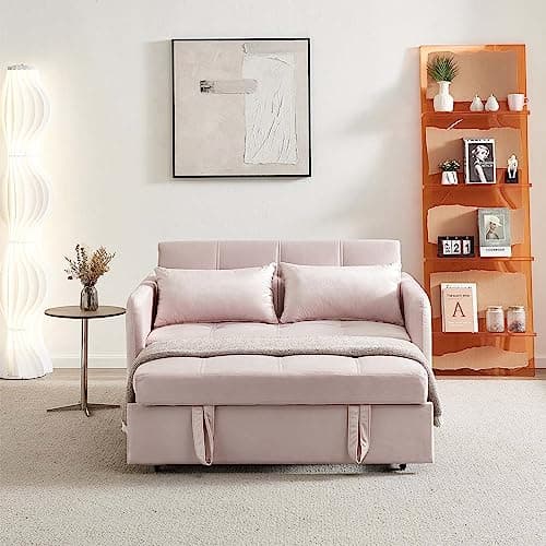 3-in-1 Sleeper Sofa Bed with USB Port, Modern Velvet Pull Out Futon Couch, Small Loveseat Sofa