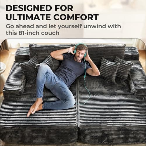 Stupendous Grey Faux Fur Oversized Chaise Lounge Chair Sofa Bed (81", 2PCS)