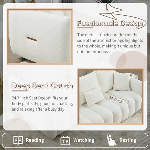 Modern 82 Comfy Teddy Cloud Sofa for Living Room, Bedroom, Office, Apartment