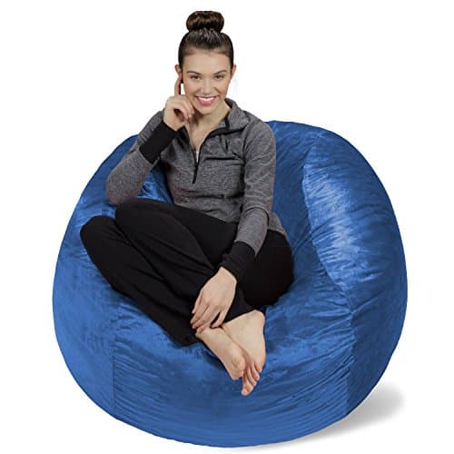 Navy Plush Memory Foam Bean Bag Chair - Stuffed Sofa Sack Furniture