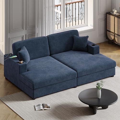 Modern 55" Oversized Chaise Lounger, Chenille Fabric Sleeper Sofa Couch for Living Room, Bedroom and Office (Blue-gray/55)  
Modern 55" Chaise Lounger, Chenille Fabric Sleeper Sofa Couch with Charge Station for Living Room, Bedroom and Office (Blue-g