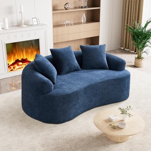 Modern Luxury 110" Oversized Curved Chenille Sectional Sofa, Cream White, No Assembly Needed