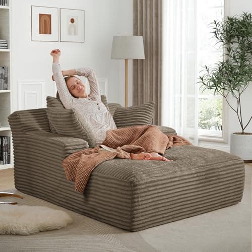 Modern 50-inch Upholstered Corduroy Deep Seat Sofa Bed for Living Room, Bedroom Apartment, Grey
| Oversized Chaise Lounge Chair Indoor Sleeper Sofa Couch for Living Room, Bedroom Apartment, Grey
| Deep Seat Sofa Bed with Armrests and 3 Throw Pillows