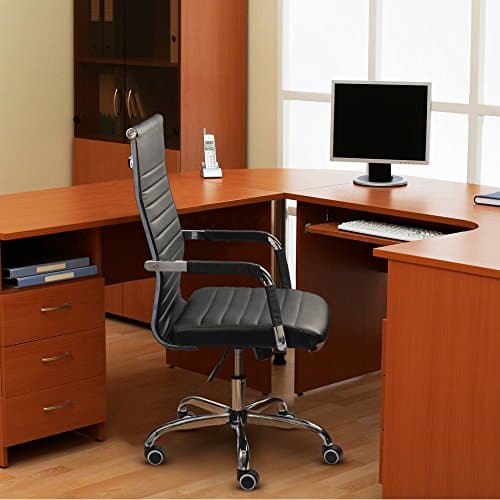 Furmax Black High Back PU Leather Executive Swivel Chair with Arms