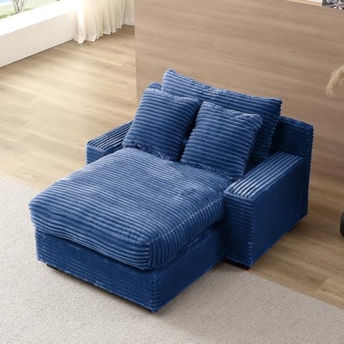 Antetek Grey 48" Corduroy Lounge Chair Sleeper Sofa