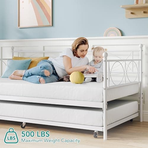 Idealhouse Metal Twin Daybed and Trundle Set (Modern - White)
| Idealhouse Twin Daybed with Trundle Frame for Bedroom (Modern - White)
| Idealhouse Steel Slat Support Twin Daybed Sofa Bed (Modern - White)