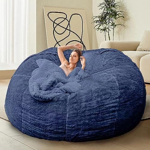 Giant Grey Bean Bag Chair for Adults & Kids, Filling-Free & Comfy