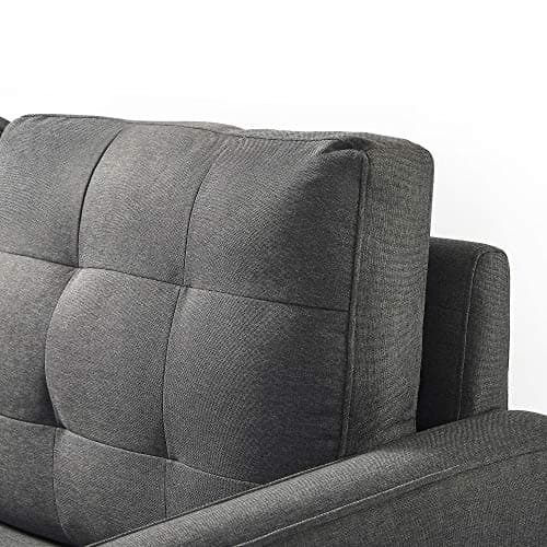 Zinus Benton Stone Grey Grid Tufted Sofa Couch, Easy Assembly