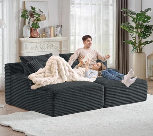 Modern 50-inch Upholstered Corduroy Deep Seat Sofa Bed for Living Room, Bedroom Apartment, Grey
| Oversized Chaise Lounge Chair Indoor Sleeper Sofa Couch for Living Room, Bedroom Apartment, Grey
| Deep Seat Sofa Bed with Armrests and 3 Throw Pillows
