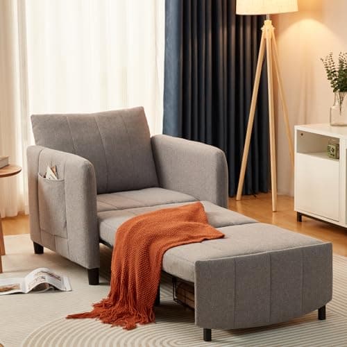 84" Extra Long Convertible Chair Bed | Sleeper Chair & Pull-Out Sofa Bed (Dark Grey)