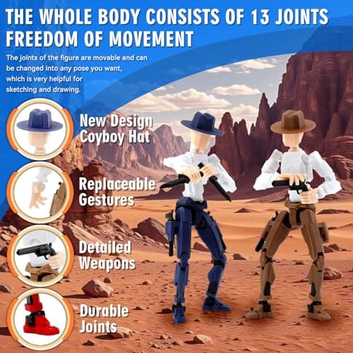 Lucky 13 Action Figure, 2-Pack 5.4 inches, Cowboy, Titan 13