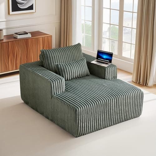 Oversized Grey Corduroy Chaise Longue Chair for Living Room and Bedroom Apartment, Modern 48.5-inch Deep Seat Single Cloud Lounge Floor Sofa Couch
Oversized Grey Modern Chaise Longue Chair Living Room Bedroom Apartment, 48.5-inch Deep Seat Upholstere