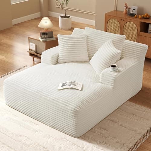Fluffy Cloud Couch Oversized Chaise Lounge, Dark Grey, No Assembly, 400lbs Capacity