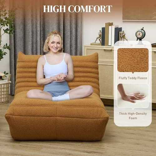 HOMCOM Giant Fireside Bean Bag Chair for Adults, Brown