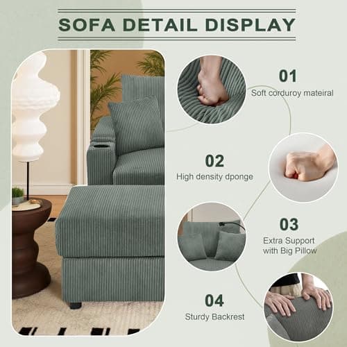Dark Grey Modern Chaise Lounge Chair with Cup Holders (42")