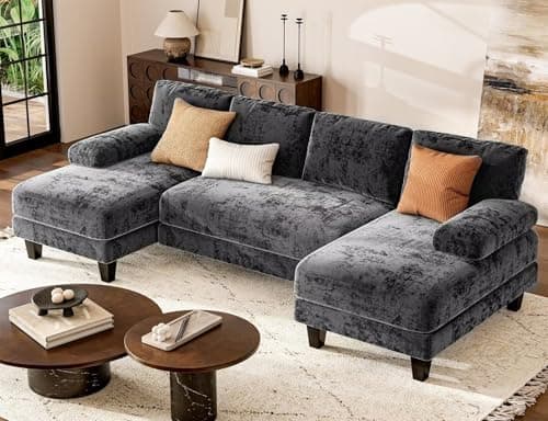 Grey 111 Inch U-Shaped Modular Sofa with Double Chaise for Living Room